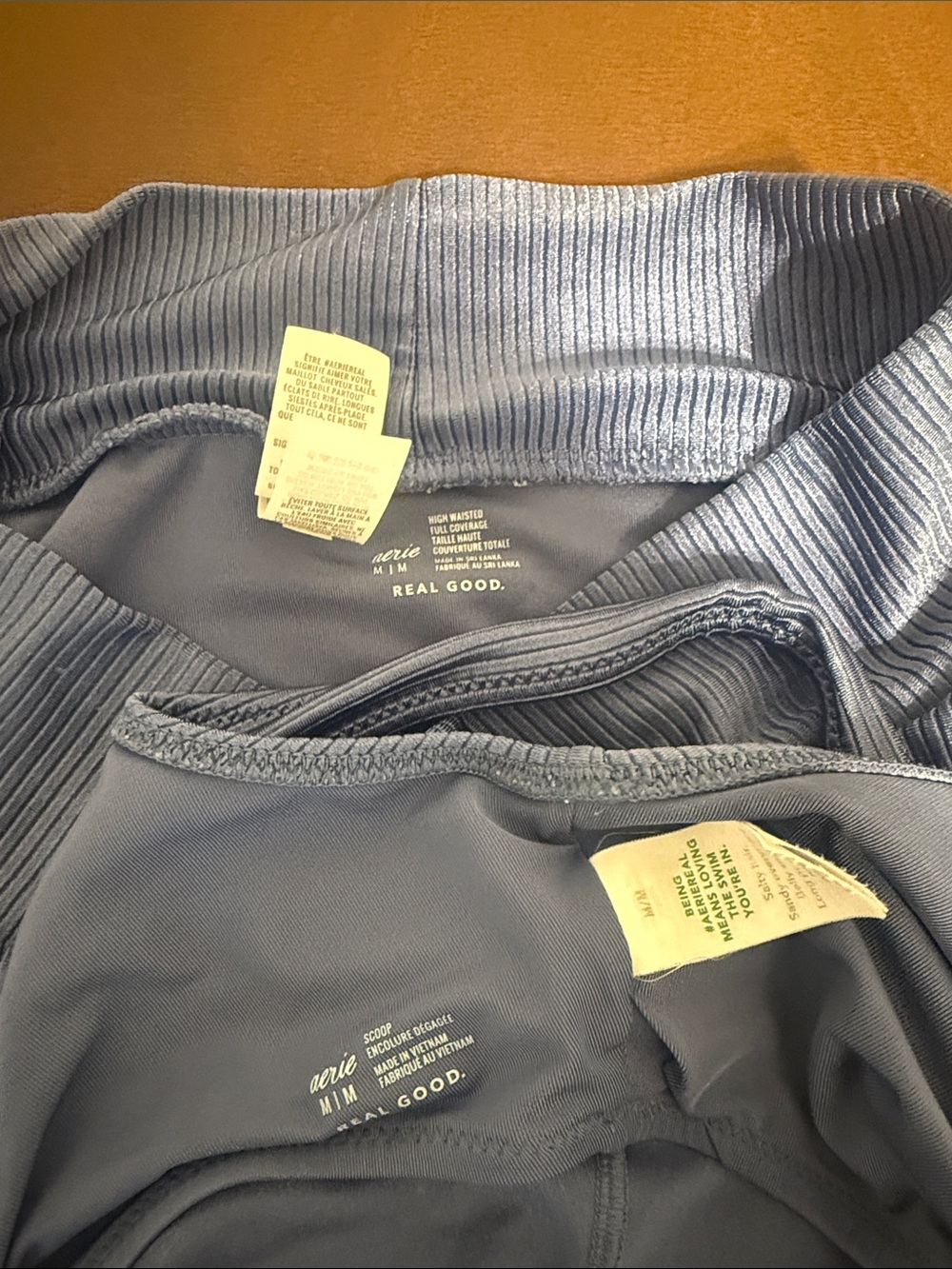 aerie Ribbed Two-Piece Bikini Set in Dusty Blue - Picture 3 of 3